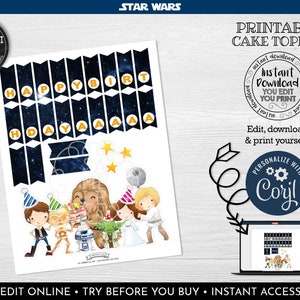 Editable Star Wars Cake Topper Printable Star Wars Birthday Cake Topper ...
