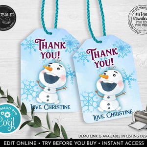 Editable Frozen Favor Tag Frozen Labels Snow Queen Birthday Party Tags Winter Princess Party Decor Instant download Frozen Favors 1 FRZ