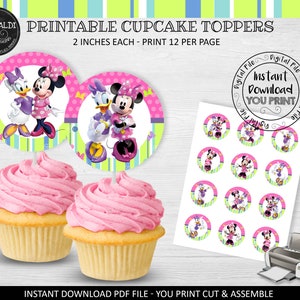 Minnie Bow-tique Cupcake Toppers Printable Minnie and Daisy Cupcake Toppers Bow-tique Birthday Party Supplies Digital Download BWQ