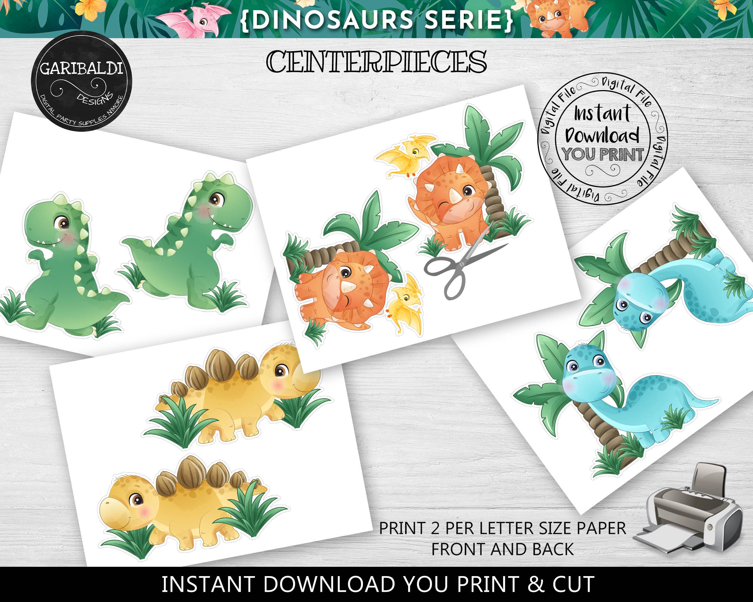 Instant Download Dinosaurs Centerpieces Printable Dinosaurs - Etsy