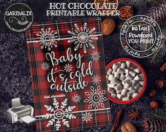 Instant download Hot Cocoa Wrapper Printable Christmas Hot Cocoa Wrapper Christmas Hot Chocolate Envelope Party Supplies Decorations BCR