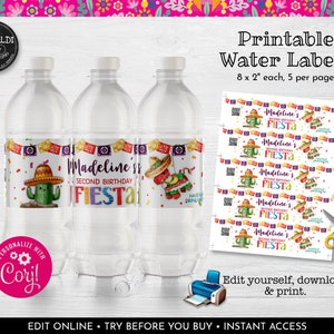 Editable Water Bottle Labels, Mexican Fiesta Water Labels, Printable ...