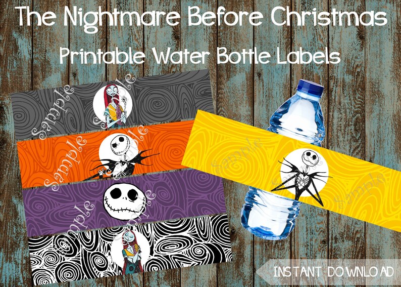 Printable Nightmare Before Christmas Water Bottle Labels Etsy