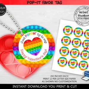 Valentine's day Gift Tag Pop Push Fidget Gift Tags Valentine's day Pop Bubble Gift Tags Kinds School School Valentine's day Favor Cards VL