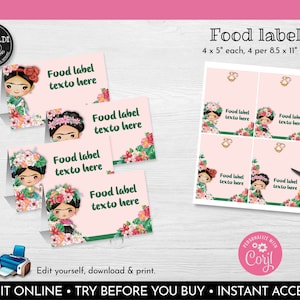 editable mexican fiesta food labels instant download fiesta etsy