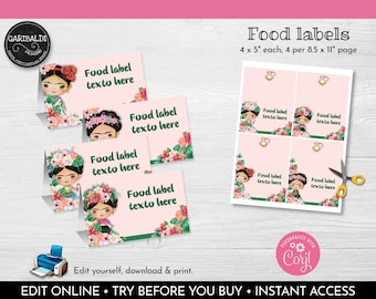 Editable Mexican Fiesta Food Labels Instant Download Fiesta Food Tent Cards Mexican Place Cards Mexican Fiesta Birthday Party Supplies MFK
