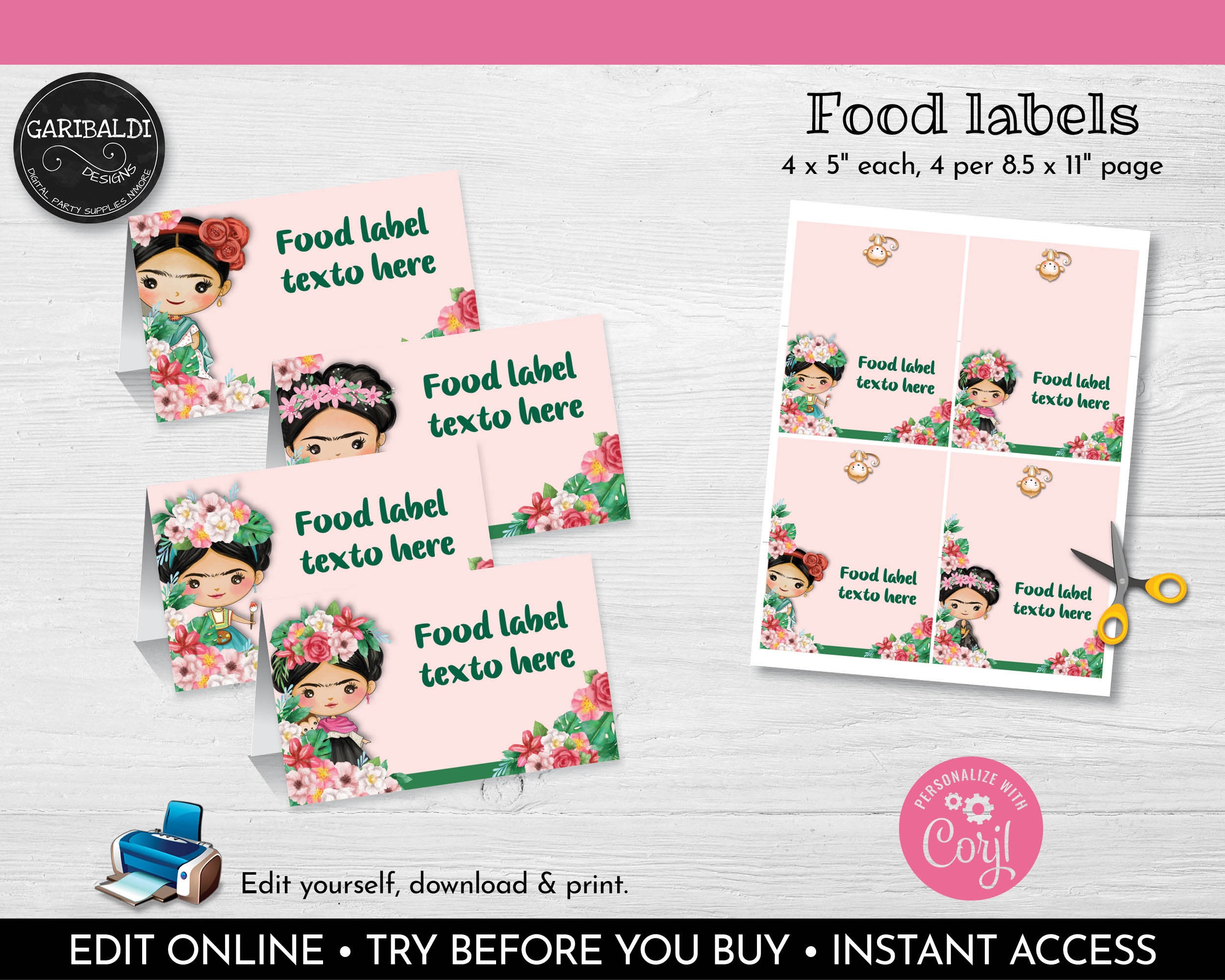 Editable Mexican Fiesta Food Labels Instant Download Fiesta Food Tent Cards Mexican Place Cards Mexican Fiesta Birthday Party Supplies MFK