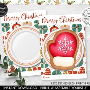 Druckbare Weihnachts-Cookie-Karte Cookie-Tag-Sofort download Lebkuchen-Cookie-Kartenhalter Frohe Feiertage 3.5 "x5" Mini Cookie Card CH