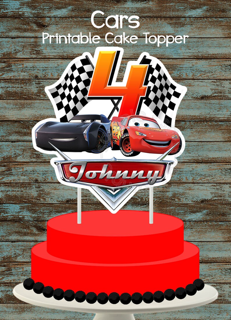 Cars Cake Topper Disney Cars Printable Cake Topper Lighting Etsy
