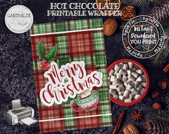 Hot Cocoa Wrapper Printable Christmas Hot Cocoa Wrapper Christmas Hot Chocolate Envelope Wrapper Party Decorations Party Supplies CHCW
