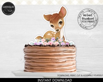 Instant download Little Deer Cake Topper, Printable Deer Baby Shower Decor, Deer Party Decorations, Cute Deer Birthday Party Supplies BDP