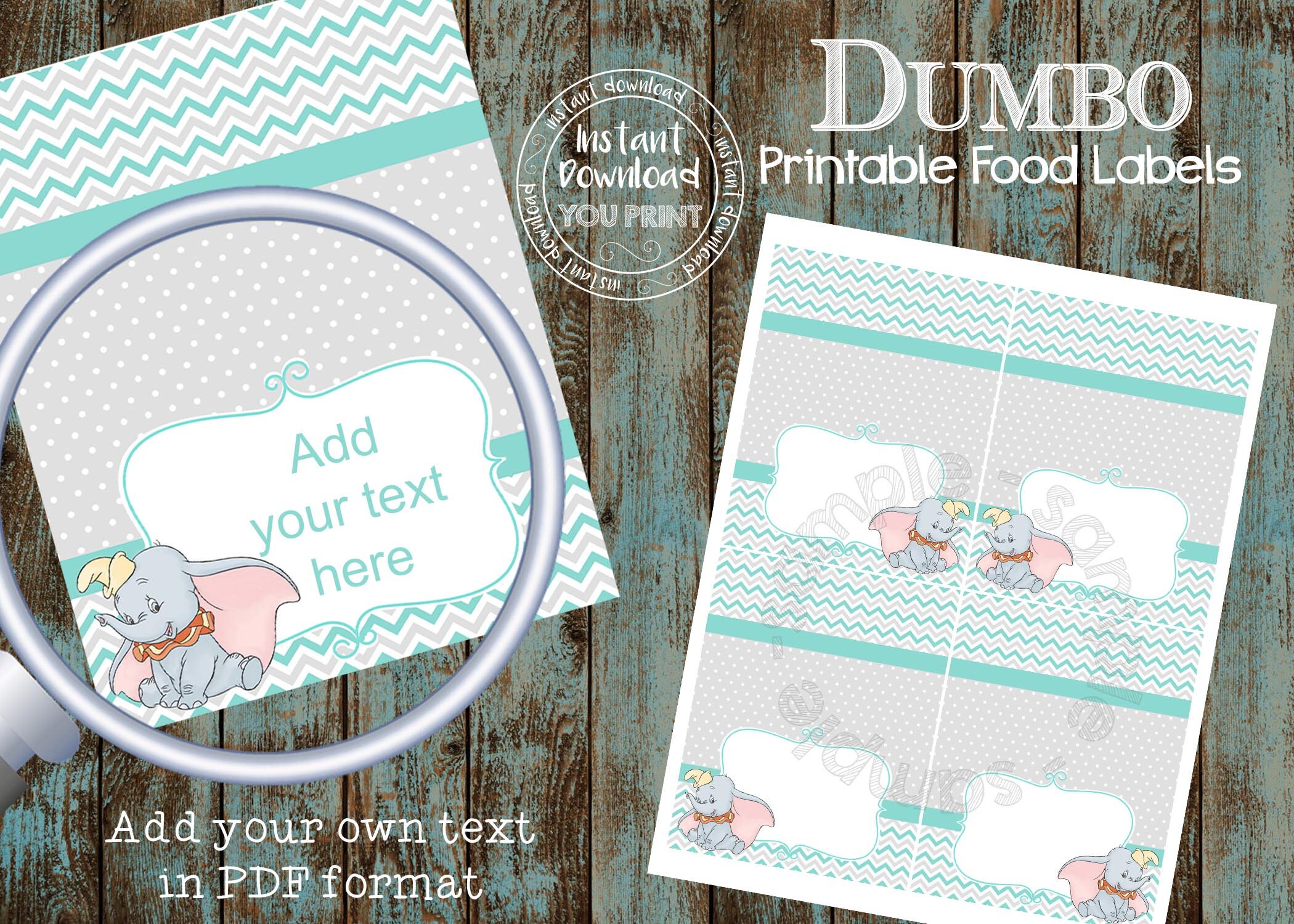 Editable Dumbo Food Labels Printable Dumbo Food Tent Tags | Etsy