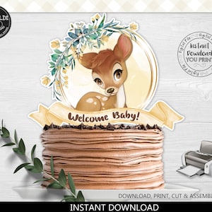 Instant download Little Deer Cake Topper, Printable Deer Baby Shower Decor, Deer Party Decorations, Cute Deer Baby Shower Party Supplies BDY