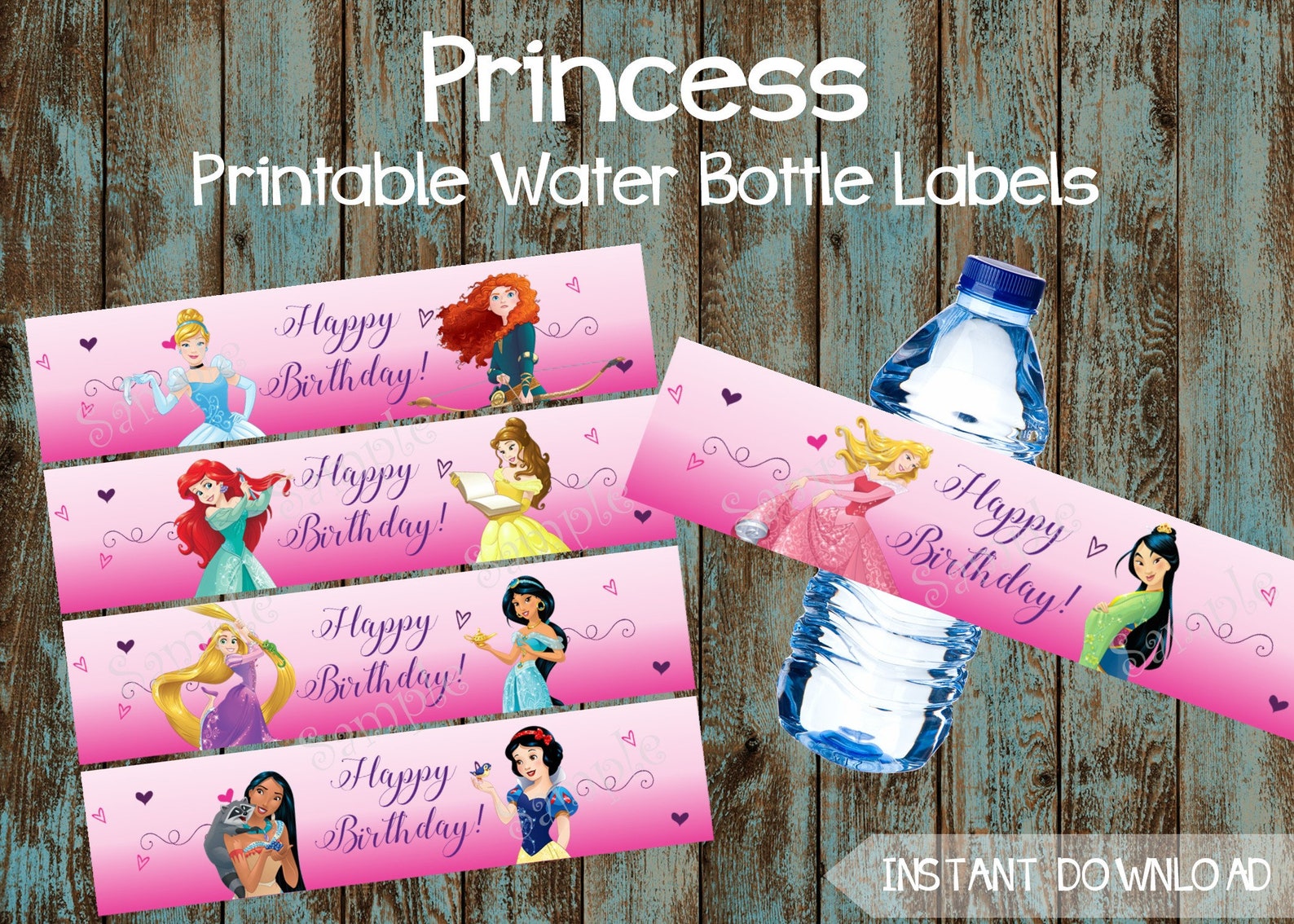 Printable Princess Water Bottle Labels Princess Party | Etsy
