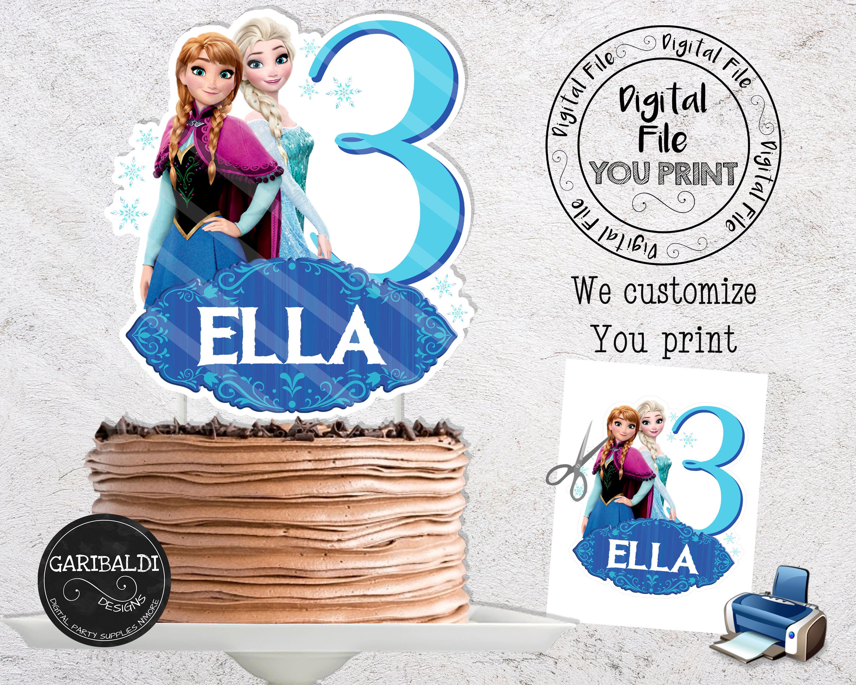 Printable Frozen Cake Topper Frozen Centerpiece Frozen | Etsy