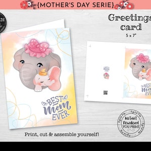 Instant download Mother's Day card, Dumbo Mothers day Card, Printable Mothers day Gift Card, Mrs. Jumbo Mothers day Dumbo Greeting Card MTHD