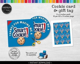 Instant Download Thanks for making me a smart cookie Teacher Gift Tag, Printable Teacher Appreciation Favor Tag, Teacher Cookie Tag TA
