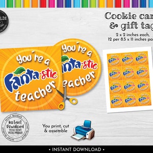 Instant Download You are a Fantastic Teacher Gift Tag, Printable Appreciation Teacher Favor Tag, Fantastic Teacher Soda Gift Tag TA