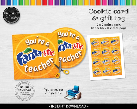 Instant Download You Are a Fantastic Teacher Gift Tag - Etsy