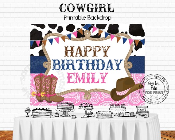 Printable Cowgirl Backdrop Cowgirl Birthday Party Etsy