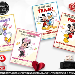 Valentinstag Kinderkarten Valentinstag druckbare Tags Klassenzimmer Schule Austausch Lehrer Valentinstagskarten Mickey and Friends Tags VL
