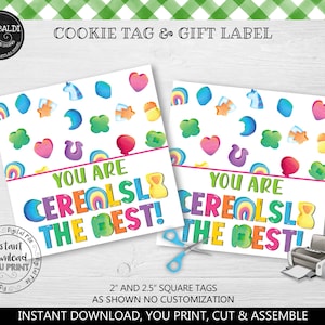 Instant Download You Are Cereal-sly the Best Gift Tag, Printable St. Patrick's Day Cookie Card, Marshmallow Cereal The Best Favor Tag SPT