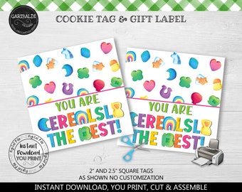 Instant Download You Are Cereal-sly the Best Gift Tag, Printable St. Patrick's Day Cookie Card, Marshmallow Cereal The Best Favor Tag SPT
