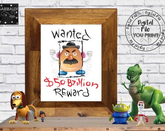 Toy Story Nursery Decor Toy Story Potato Head Wanted Wall Art Toy Story Nursery Toy Story printable quotes Toy Story Potato Head Poster TSS