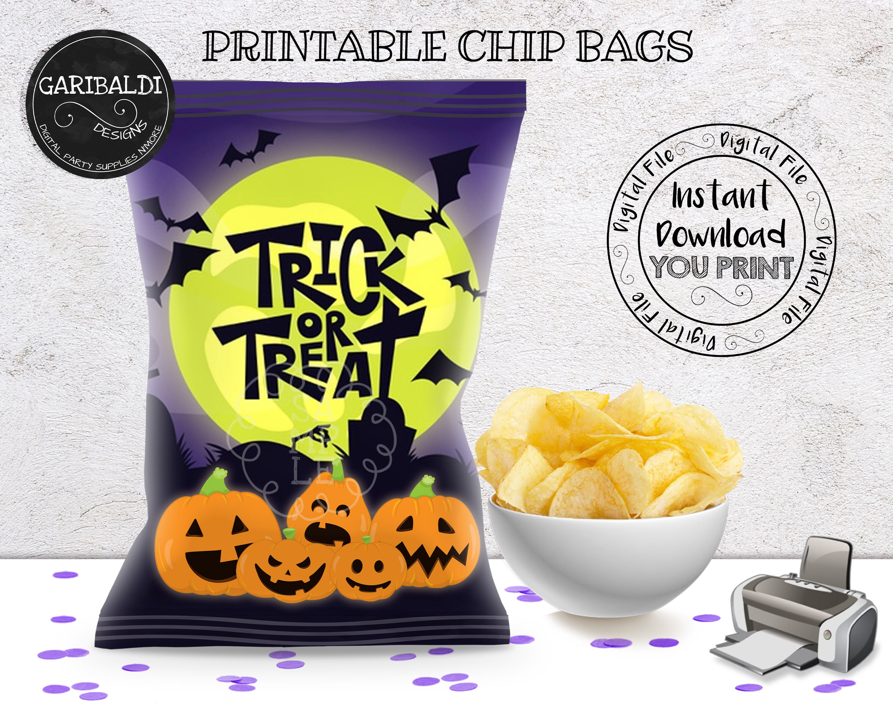 Instant download Halloween Chip Bags DIY Halloween Chip bags Etsy
