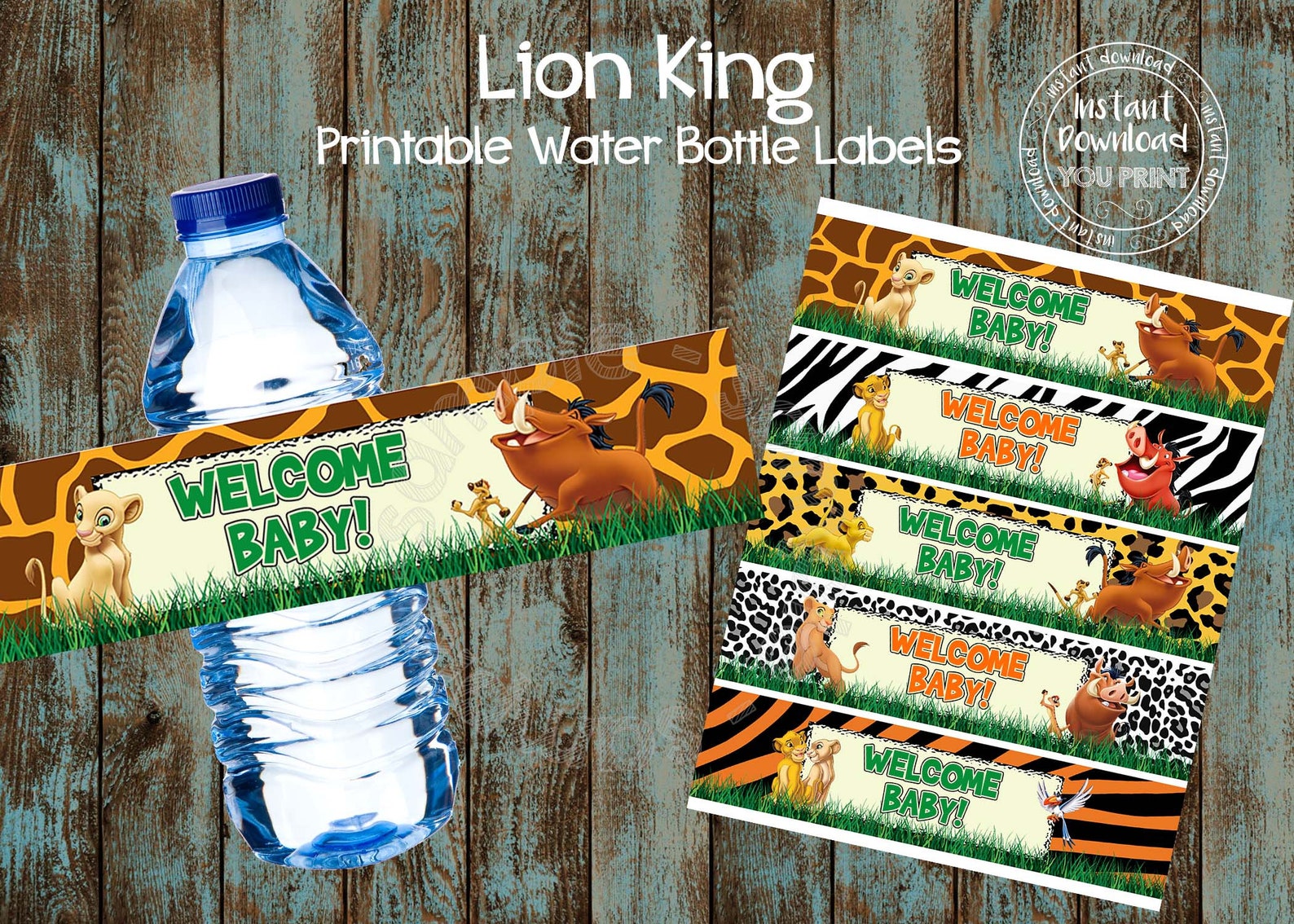 Printable Lion King Water Bottle Labels Lion King Baby Shower | Etsy