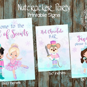 Printable Nutcracker Welcome Sign, Nutcracker Party Signs, Nutcracker Party Supplies and Decorations, Hot Chocolate bar and Favors signs