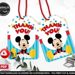 Instant Download Mickey Favor Tags Printable Mickey Party Tags Mickey ...