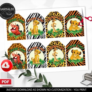 Instant Download Lion King Favor Tags Printable Lion Gift Tags Safari ...