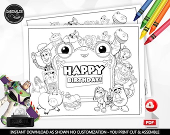 Toy Story 5 Coloring Page Toy Story Kids Placemat Toy Story Party Favors Woody Cowboy Space Ranger Buzz Lightyear Jessie Party Supplies TS