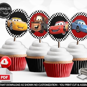 Race Cars Cupcake Toppers Race Cars Cars Birthday Party Supplies Cars Party Decorations Cars Tags Cars Favors Printable Digital Download DCR