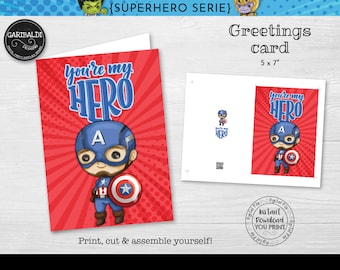 Instant download Father's Day card, Superhero Fathers day Card, Super Dad Printable Gift Card, Father's Day Super Hero Greeting Card FTHD