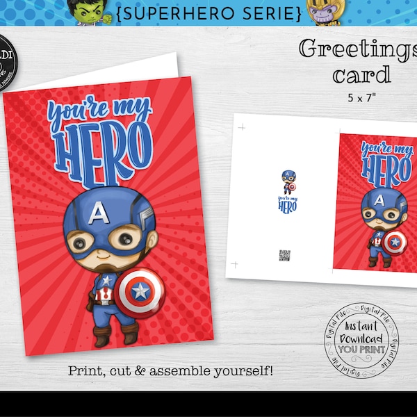 Instant download Father's Day card, Superhero Fathers day Card, Super Dad Printable Gift Card, Father's Day Super Hero Greeting Card FTHD