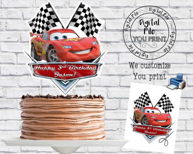 cars cake topper disney cars printable cake topper lighting etsy
