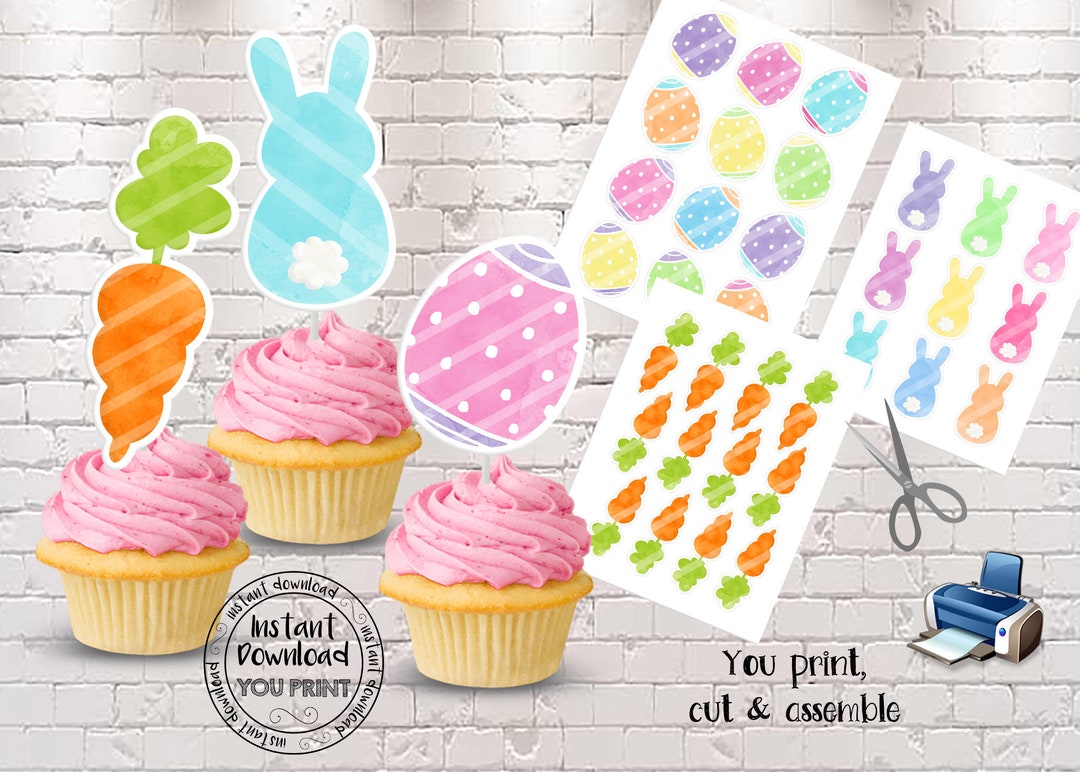 Printable Easter Cupcake Toppers Easter Party Decorations Easter Party ...