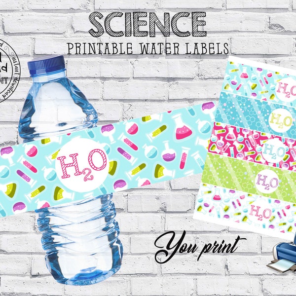 Printable Science Water Bottle Labels, Science Party Water Labels, Science Birthday Party Supplies, Science DIY Birthday Party Decorations