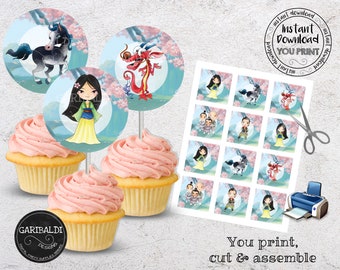 Cupcake Toppers #1 12 MULAN Birthday Inspired Party Picks Cupcake Picks Cupcake Toppers #1 12 MULAN Birthday Inspired Party Picks Cupcake Picks