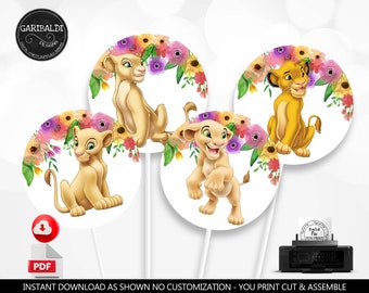 Instant Download Baby Lion Centerpieces Printable Lion Girl Birthday Party Decorations Cute Lion Party Supplies Lion Baby Shower Decor DNG