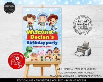 Editable A3 Toy Story Welcome Sign Instant Download Toy Story Welcome Poster Board Toy Story Birthday Sign Toy Story Party Decorations TSS