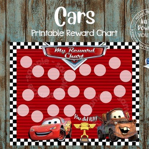 Instant download Reward Chart Race Cars Printable Chart Potty Training Chart Behavior Chart Daily Reward Chart for Kids Routine Chart RW
