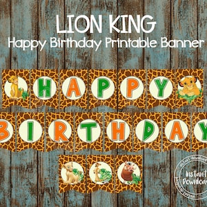Instant download Lion &quot;HAPPY BIRTHDAY&quot; Pennant Banner Printable DIY Lion Banner Lion King Party Supplies Lion Decorations lko