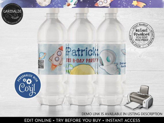Editable Outer Space Water Bottle Labels Template Galaxy Party Decor Space  Birthday Rocket Fuel Labels Printable Baby Astronaut Favors AOS - Etsy