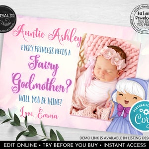 Editable Godmother Proposal Card Godmother Printable Card Instant Download Godmother Request Card Be my Fairy Godmother Photo Card 6 GMR
