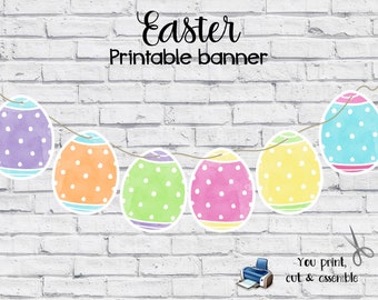 Printable Easter Banner Printable Eggs Banner Easter INSTANT DOWNLOAD Banner Easter Decorations Easter Garland Easter Eggs Centerpieces EST