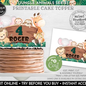 Editable Safari Animals Cake Topper Instant Download Jungle Centerpieces Safari Animals Birthday Decorations Animals Party Supplies 2 SJA