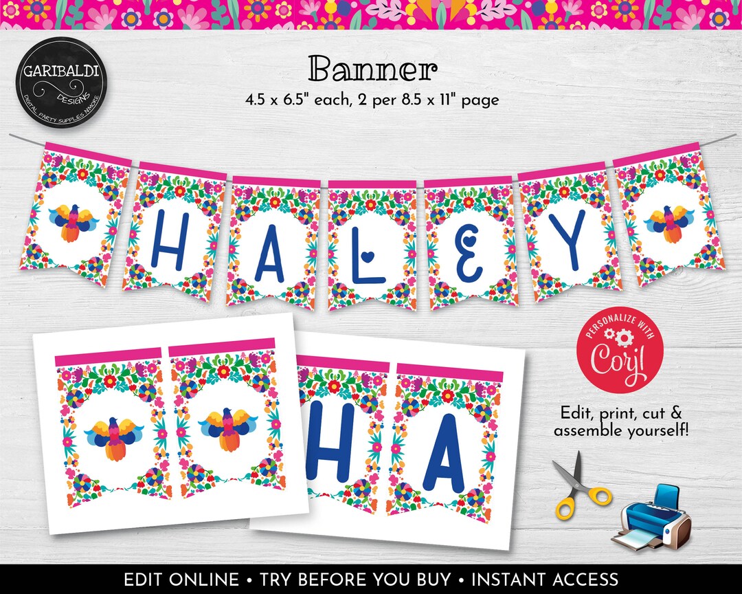 EDITABLE Mexican Fiesta Banner Instant Download Fiesta Pennant Banner ...